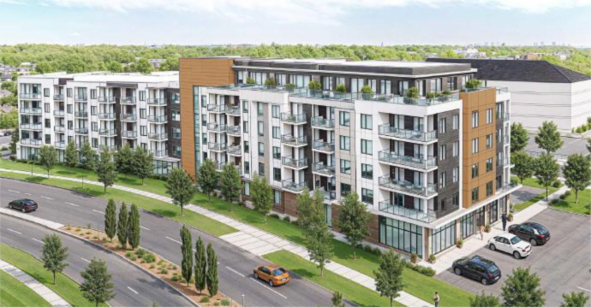 image of a proposed 76 suite three robins apartment complex in Spruce Grove